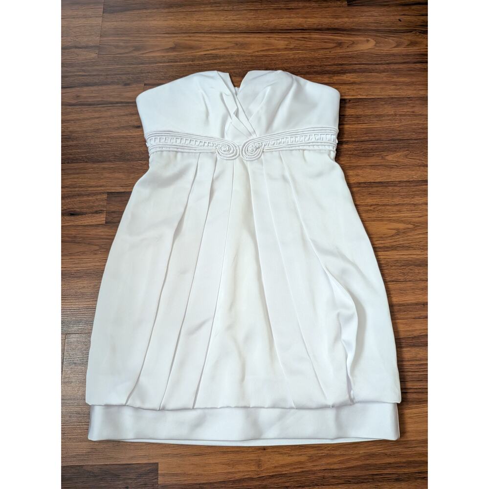 BCBGMAXAZRIA White Strapless Mini Dress Size 6 Pleated Bridal NWOT